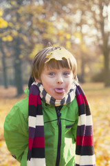 boy in park in the fall