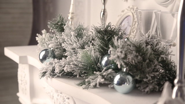 Christmas decoration white fireplace