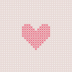 Vector pink heart on seamless canvas