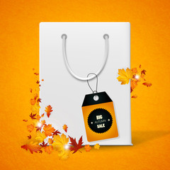 Autumn Sale and Shopping Bag vector illustration.