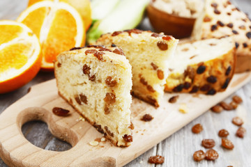 Zucchini cake with raisins