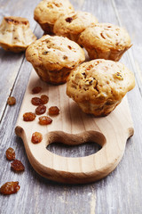Obraz na płótnie Canvas Homemade muffins with raisins
