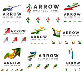 Set of company logotype branding designs, arrow direction concept icons