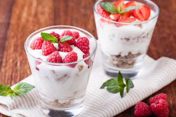 yogurt with muesli and berries