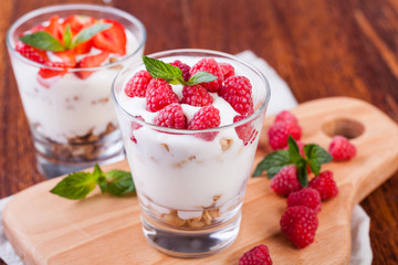 yogurt with muesli and berries