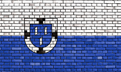 flag of Bottrop painted on brick wall
