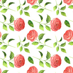 Seamless pattern with red flower