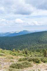 Fototapeta na wymiar View from Hoverla. Beautiful valley in Carpathian mountains in U