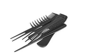 Black combs isolated on white background