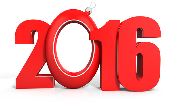 3d happy new year 2016 text