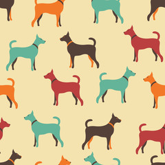 Animal seamless pattern of dog silhouettes