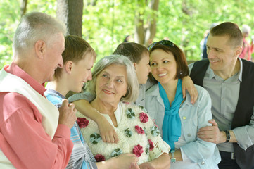 Family relaxing in summer park