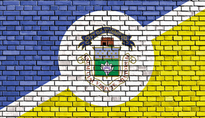 flag of Winnipeg painted on brick wall
