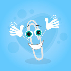Paperclip Cartoon Character Happy Smile Clip Office