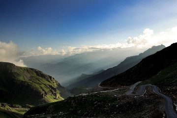 High mountain valley and rock field  in Northern India