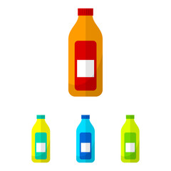 Bottle flat icons set