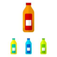 Bottle flat icons set