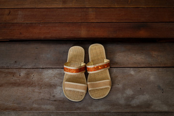 Japanese Sandals in front of a Japanese House