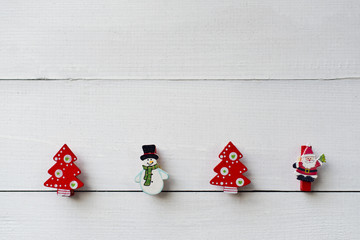 Christmas decorations on white boards