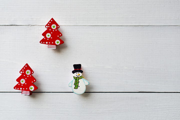 Christmas decorations on white boards