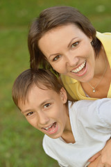 mother with son in park