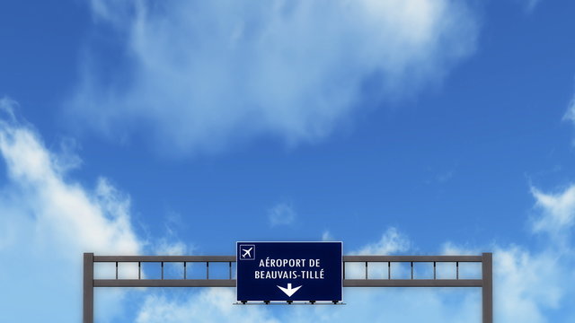  Passing under Beauvais France Airport Highway Sign  