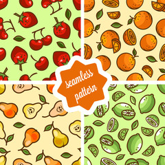 cute fruit patterns set
