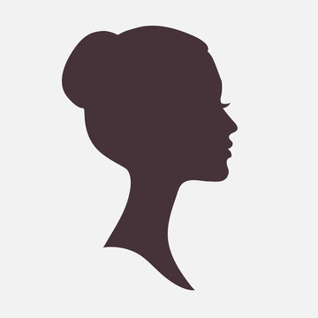 Woman Face Silhouette with Stylish Hairstyle