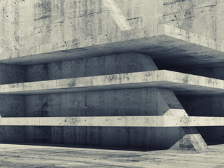 Dark concrete floors construction, 3d illustration