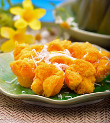  Palm Cake with coconut , thai dessert
