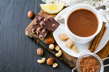 Hot chocolate in white cup