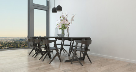 Modern Table and Chairs in Sparse Dining Room