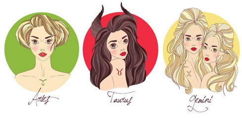 zodiac signs of Aries, Taurus and Gemini