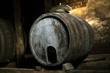 Old barrel in old cellar