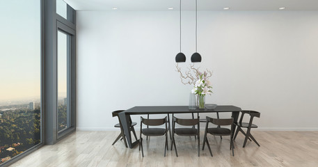 Modern Table and Chairs in Sparse Dining Room