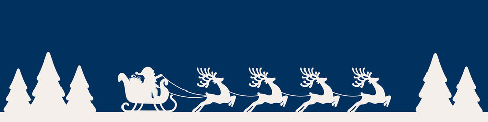 santa sleigh reindeer blue silhouette