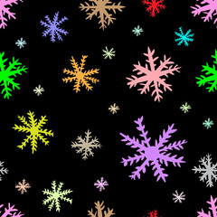 Fototapeta na wymiar Seamless color snowflakes