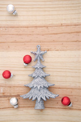 Christmas ornament on wooden background
