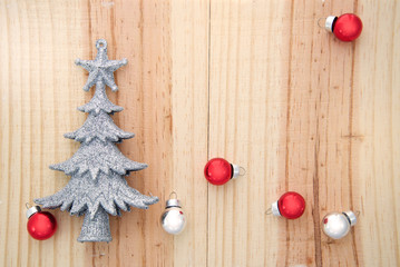 Christmas ornament on wooden background
