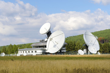 Satellite communication in the field in the countryside