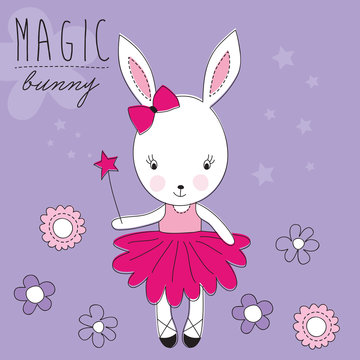 cute magic bunny vector illustration
