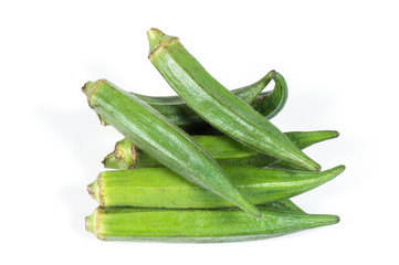 Okras on white background