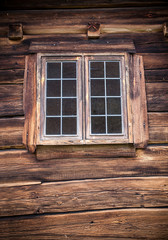 Window in wooden house
