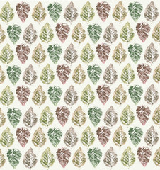 Seamless pattern with colorful hand drawing autumn leaves