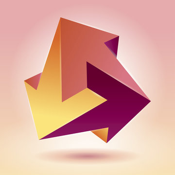 Impossible shape, unreal arrows, color crystal, abstract vector object