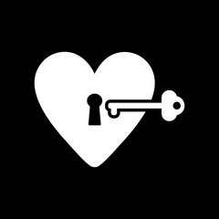 The heart and key icon. Heart And Key symbol