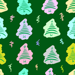 Painted stylized Christmas fir-trees