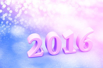 2016 New Year Christmas Yellow Text On The Snow