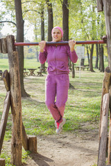 Fitness Young Woman Outdoor Exercising