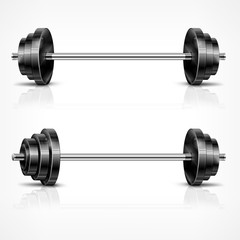 Metallic barbells, fitness and healthy lifestyle concept on